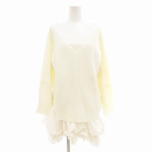 デザインフリルレイヤードミニニットワンピース アンサンブル 長袖 F アイボリー SWNO241009