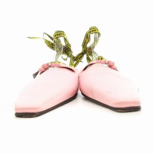 Off-White Satin slipper サテン スリッパ パンプス ミュール 38 ライトピンク /UO AA