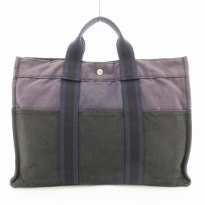 フールトゥ MM ハンドバッグ トート キャンバス バイカラー ネイビー 黒 /UO