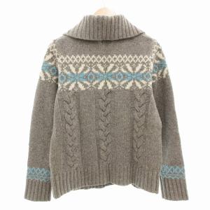 L.L.BEAN カーディガン ケーブルニット ノルディック柄 長袖 M グレー /AE