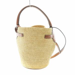 CELINE ナノバケット ショルダー 2WAY ハンドバッグ ラフィア ナチュラル ブラウン