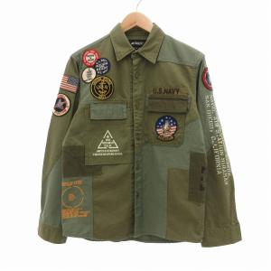 リメイク風 ミリタリーシャツ 長袖 M カーキ 6105136 /UO