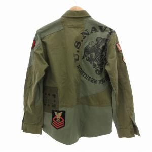 AVIREX リメイク風 ミリタリーシャツ 長袖 M カーキ 6105136 /UO