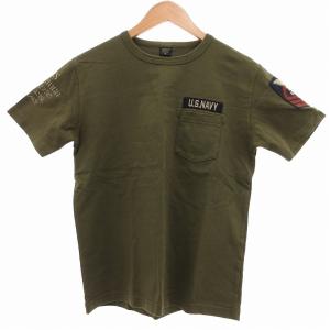 ナバル パッチポケット Tシャツ 半袖 クルーネック U.SNAVY ミリタリー M カーキ 6163356