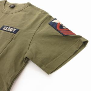 AVIREX ナバル パッチポケット Tシャツ 半袖 クルーネック U.SNAVY ミリタリー M カーキ 6163356