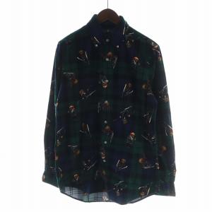 コーデュロイシャツ ポロベア ブラックウォッチ S ネイビー グリーン