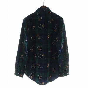 RALPH LAUREN コーデュロイシャツ ポロベア ブラックウォッチ S ネイビー グリーン