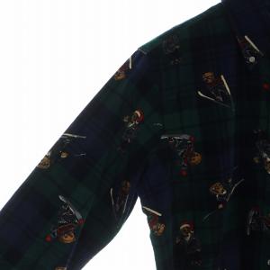 RALPH LAUREN コーデュロイシャツ ポロベア ブラックウォッチ S ネイビー グリーン