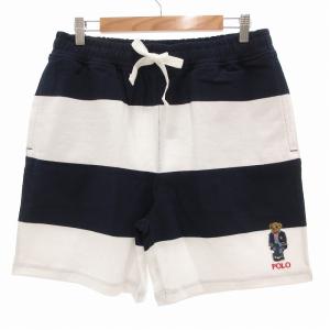 タグ付き ポロベア ジャージー ショートパンツ ハーフ ボーダー S ネイビー ホワイト /UO
