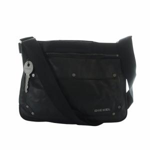 ショルダーバッグ メッセンジャー 鍵付き レザー ブラック