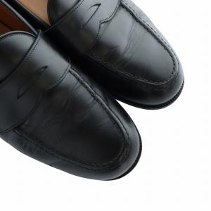 asics ランウォーク 3E ローファー 革靴 ロゴ レザー 25.5cm 黒 ブラック 1231A225-001