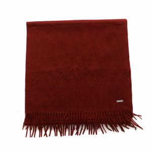 マフラー ストール フリンジ ロゴ プレート カシミヤ 赤 レッド /MQ