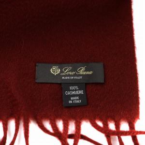 Loro Piana マフラー ストール フリンジ ロゴ プレート カシミヤ 赤 レッド /MQ