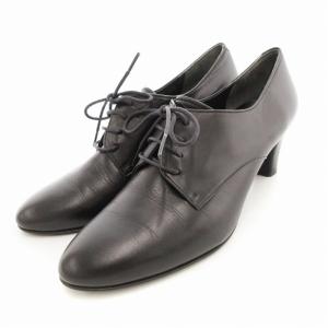 レースアップパンプス シューズ ヒール 24.5cm ブラック /UO