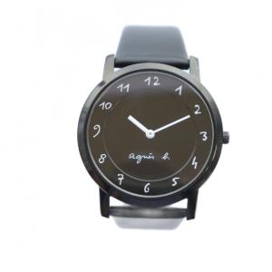 agnes b. 腕時計 ウォッチ クォーツ 黒文字盤 ロゴ 黒 ブラック VJ20-KDE0 /MQ