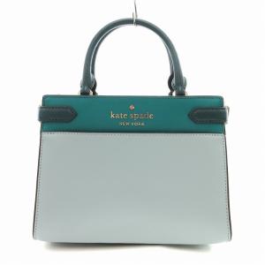 ステイシー カラーブロック サッチェル ハンドバッグ ショルダー 2WAY レザー 緑系 /UO