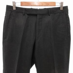 Ermenegildo Zegna ウール リネン混 スリム トラウザーズ パンツ 46 ダークグレー /UO