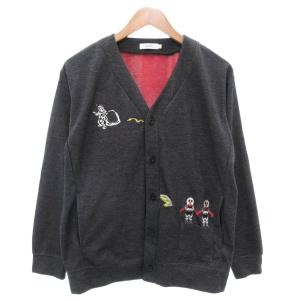 ウルトラセブン 美品 エレキングとガッツ星人 ダブルフェイスカーディガン 長袖 S ダークグレー /AE