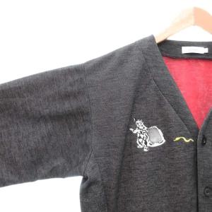 graniph ウルトラセブン 美品 エレキングとガッツ星人 ダブルフェイスカーディガン 長袖 S ダークグレー /AE