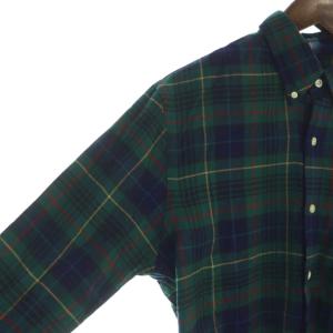 RALPH LAUREN シャツ タグ付き 長袖 ボタンダウン ポロベア 刺繍 ロゴ チェック柄 M 緑 グリーン /MQ