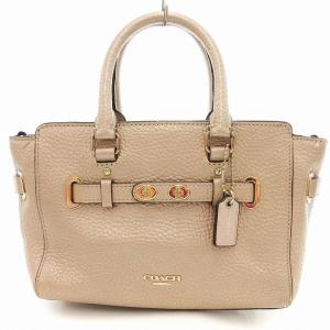 ミニ ブレイク キャリーオール ハンドバッグ ショルダー 2WAY メタリックベージュ系 F37635