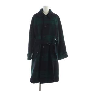 24AW Belted Plaid Wool Herringbone Coat