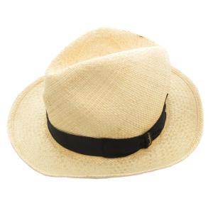 ストローハット 麦わら帽子 中折 リボン 60 ベージュ /AE