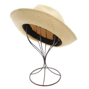 Borsalino ストローハット 麦わら帽子 中折 リボン 60 ベージュ /AE