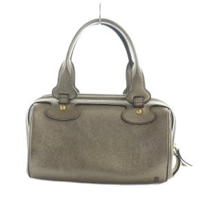 ハンドバッグ ミニボストン ロゴ メタリック レザー シャンパンゴールド色 /MQ