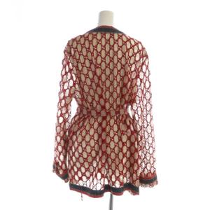 GUCCI GG レース ノーカラージャケット 38 レッド 512931