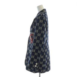 GUCCI 18AW テーラードジャケット GGジャカード 44 ネイビー