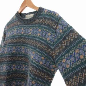 INVERALLAN ヴィンテージ セーター ニット ウール フェアアイル柄 グリーン系 /UO