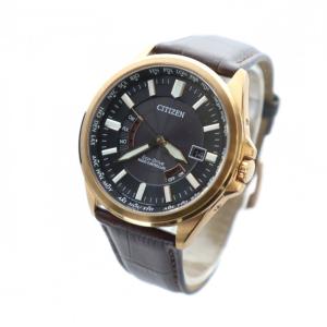 CITIZEN 腕時計 ウォッチ エコドライブ ソーラー ロゴ レザーベルト デイト カレンダー付き ゴールド色 CB0012-07E