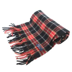 BURBERRY LONDON マフラー チェック フリンジ ウール 赤 レッド /AE