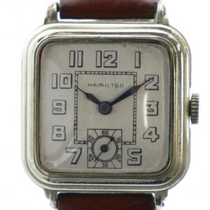 腕時計 スモセコ 手巻き スクエア レザーベルト ベルト社外品