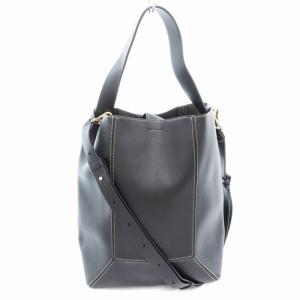 美品 トートバッグ ショルダー 2WAY シームデザイン バケット 黒 ブラック /AE