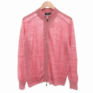 タグ付き ジップアップ リネン ドライバーズニット 長袖 L 赤 レッド /AE