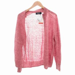 NEWYORKER タグ付き ジップアップ リネン ドライバーズニット 長袖 L 赤 レッド /AE