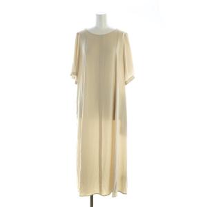 24SS FLOW LEIA ウォッシャブル マキシ ワンピース ロング 半袖 38 M ベージュ 03-4205514