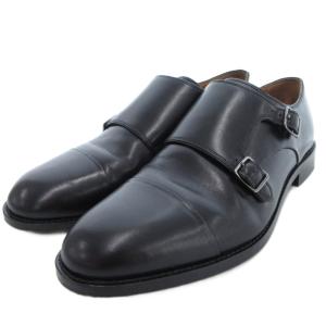 ビジネスシューズ 本革 レザー ダブルモンクストラップ 25.5cm ブラック /UO