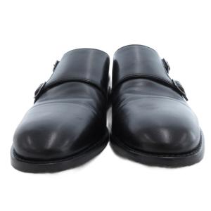 HILTON ビジネスシューズ 本革 レザー ダブルモンクストラップ 25.5cm ブラック /UO