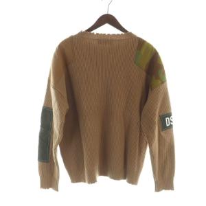 DSQUARED2 21年 ニット セーター 長袖 カモフラ ロゴ カシミヤ XS 茶 ブラウン S74HA1177S17