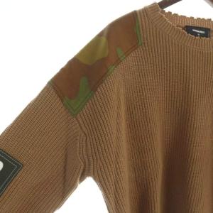 DSQUARED2 21年 ニット セーター 長袖 カモフラ ロゴ カシミヤ XS 茶 ブラウン S74HA1177S17