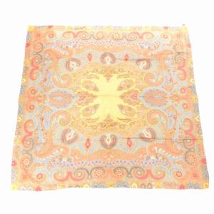 スカーフ ペイズリー 総柄 シルク混 茶 ブラウン /AE