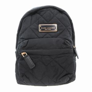 リュックサック デイパック キルティング ロゴプレート 黒 ブラック /AE