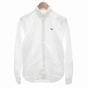 美品 ボタンダウンシャツ BD オックスフォード ワッペン 刺繍 長袖 37 XS 白 ホワイト /AE