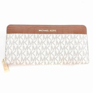 コンチネンタル ウォレット 長財布 ラウンドファスナー クロコ型押し ベージュ /AE