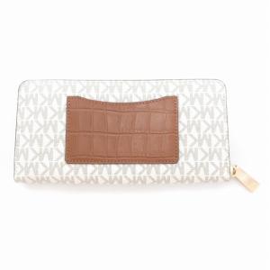 MICHAEL KORS コンチネンタル ウォレット 長財布 ラウンドファスナー クロコ型押し ベージュ /AE