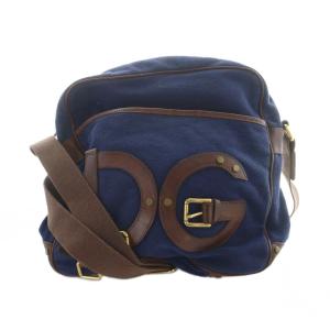 ショルダーバッグ DG ロゴ ウォッシュ加工 ネイビー ブラウン