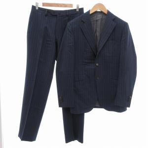 エルメネジルドゼニア スーツ セットアップ ジャケット パンツ ストライプ 44 46 ネイビー /UO